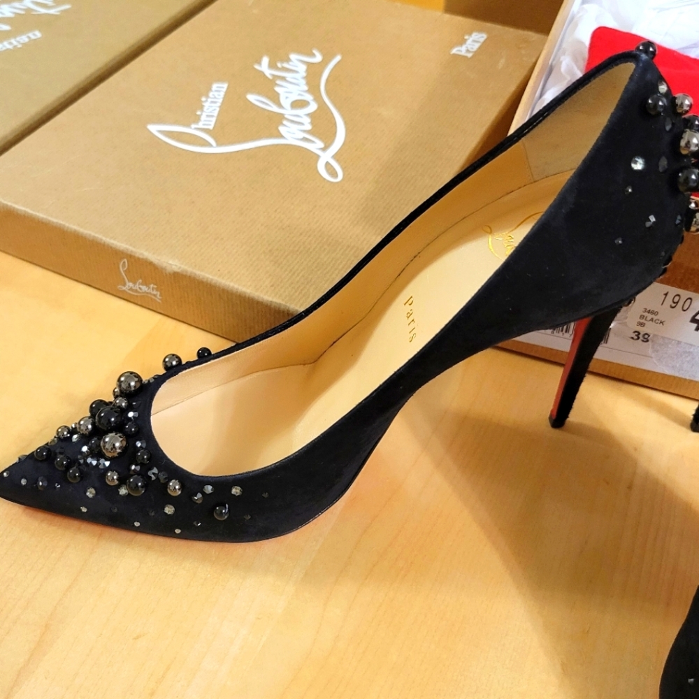 Christian Louboutin black suede heels